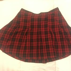 red and black plaid schoolgirl skirt